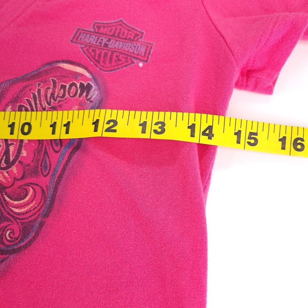 Harley Davidson T Shirt Womens Small Pink French Bulldog HDMC Front Back Graphic - Picture 6 of 10